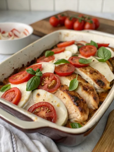 Easy Caprese Chicken Casserole