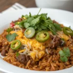 Easy Cheesy Beef Mexican Rice