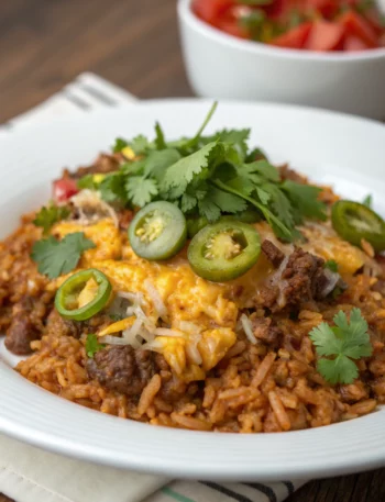 Easy Cheesy Beef Mexican Rice