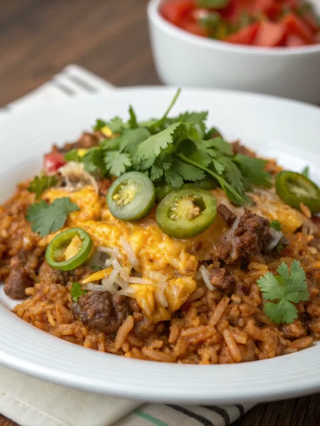 Easy Cheesy Beef Mexican Rice