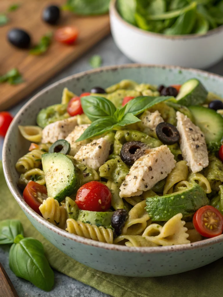 Easy Chicken Pesto Pasta Salad