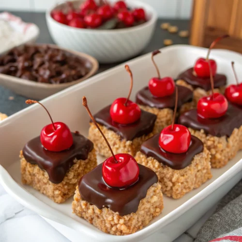 Easy Chocolate Covered Cherry Rice Krispies Treats