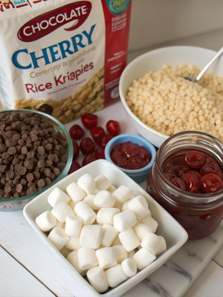 Easy Chocolate Covered Cherry Rice Krispies Treats