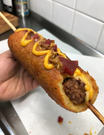 Easy Deep-Fried Bacon Cheeseburger Corn Dogs
