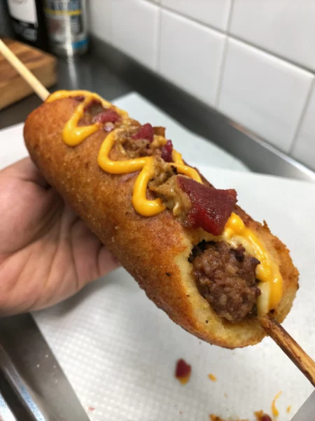 Easy Deep-Fried Bacon Cheeseburger Corn Dogs