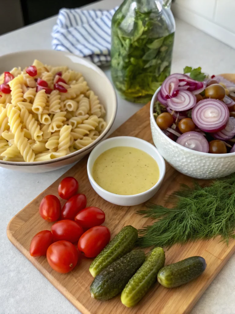 Easy Dill Pickle Pasta Salad