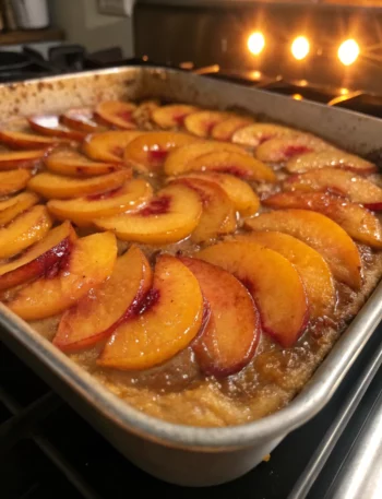Easy Ginger Peach Upside Down Cake