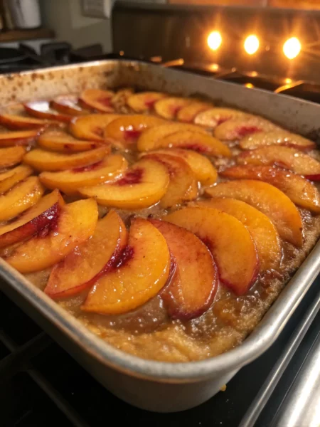 Easy Ginger Peach Upside Down Cake
