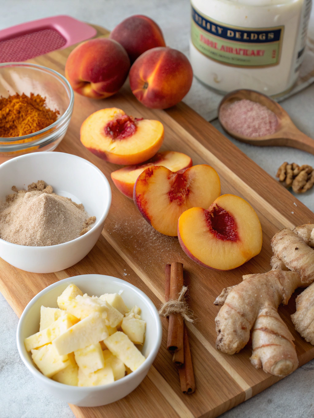 Easy Ginger Peach Upside Down Cake