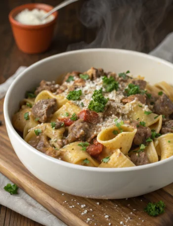 Easy Creamy Beef and Shells