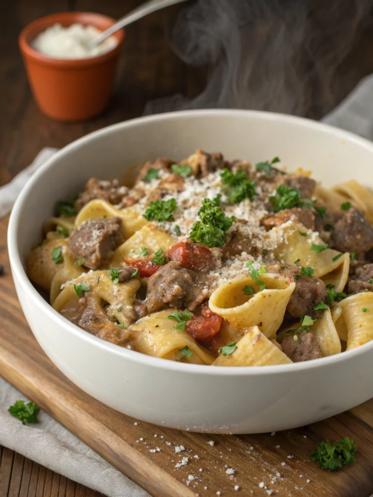Easy Creamy Beef and Shells