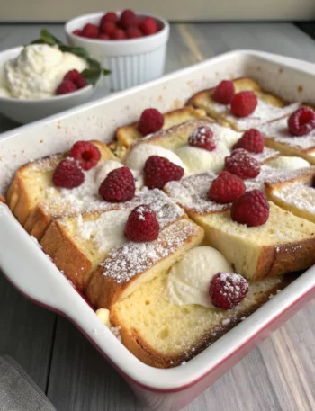 Easy Raspberry Cheesecake French Toast Bake