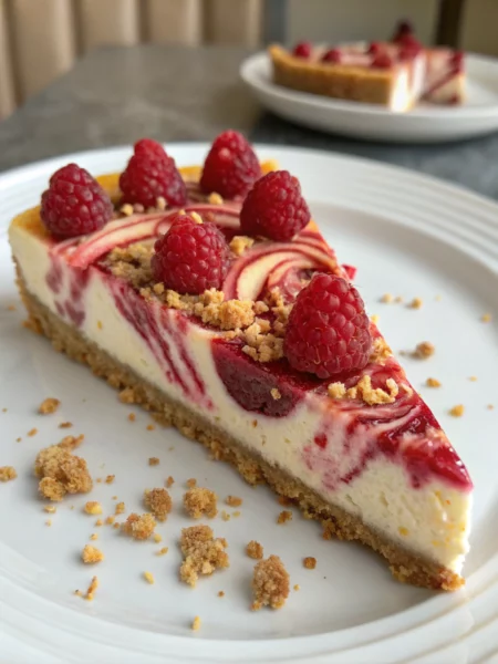 Easy Raspberry Ripple Cheesecake Slice