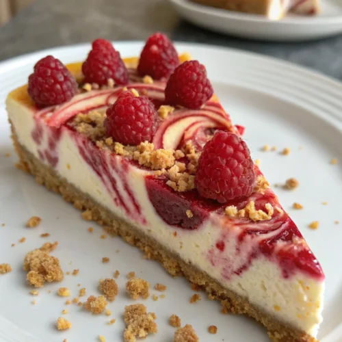 Raspberry Ripple Cheesecake Slice