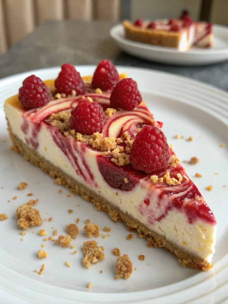 Easy Raspberry Ripple Cheesecake Slice