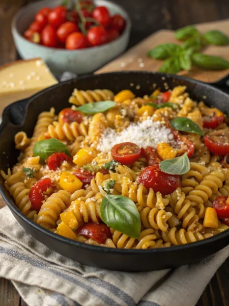 Easy Roasted Corn Rotini Skillet