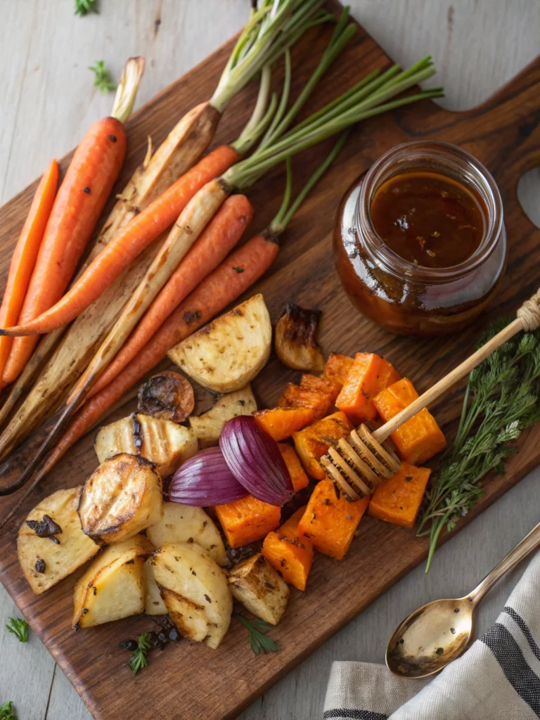 Roasted Root Vegetables and Burnt Honeyingredients
